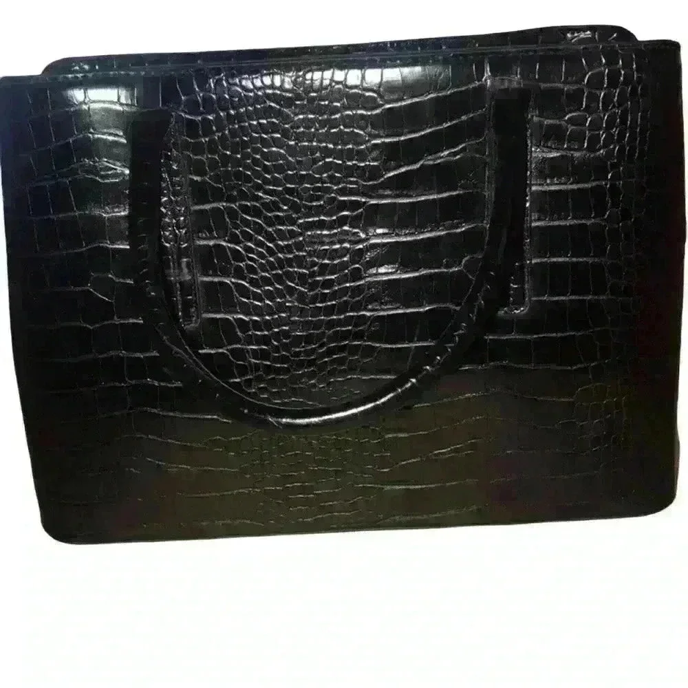 Bebe Black Croco Satchel with Card‎ Case